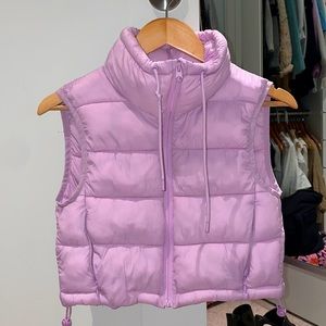 Zara Cropped Puffy Lilac Vest